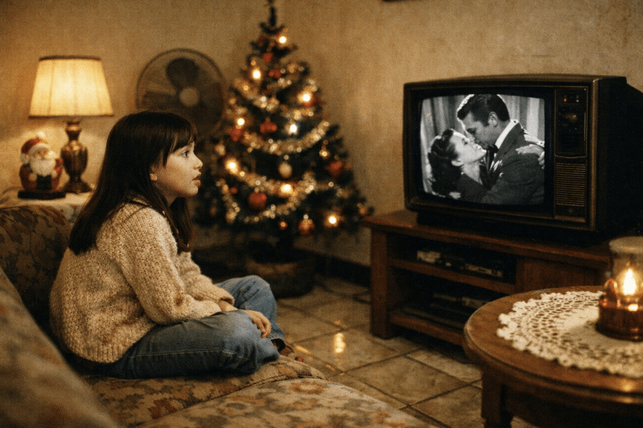 menina assistindo filme na tv